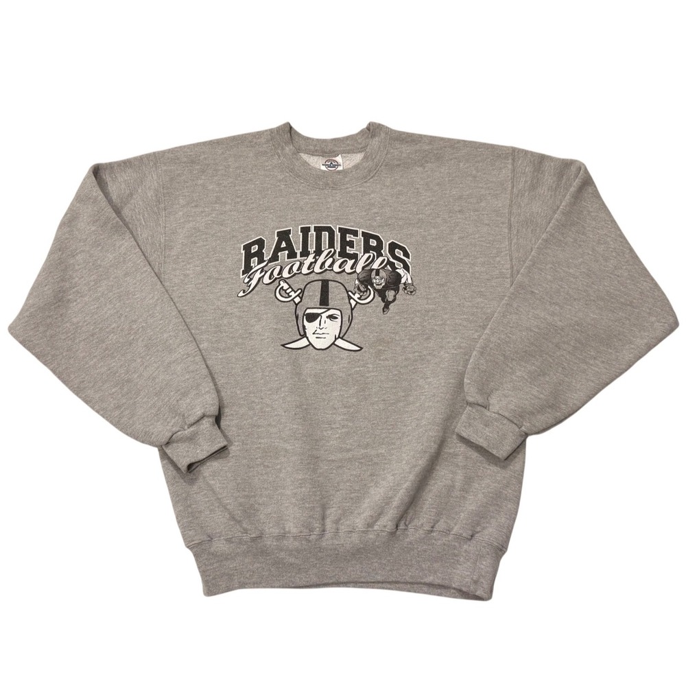 Gray Las Vegas Raiders Football Crewneck Sweatshirt Delta Magnum Weight- Medium‎